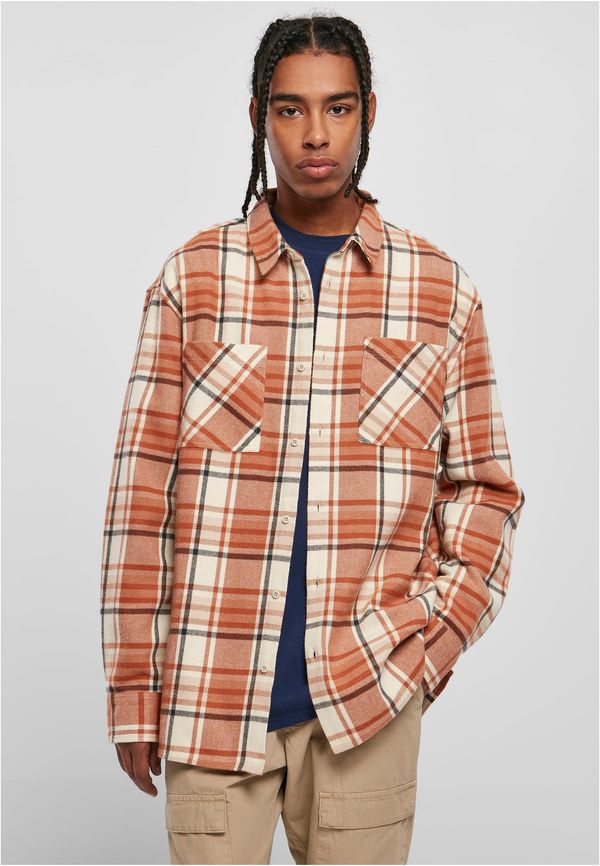 Urban Classics Long oversized shirt with checkered leaves softseagrass/red