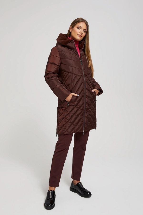 Moodo Long quilted hooded jacket