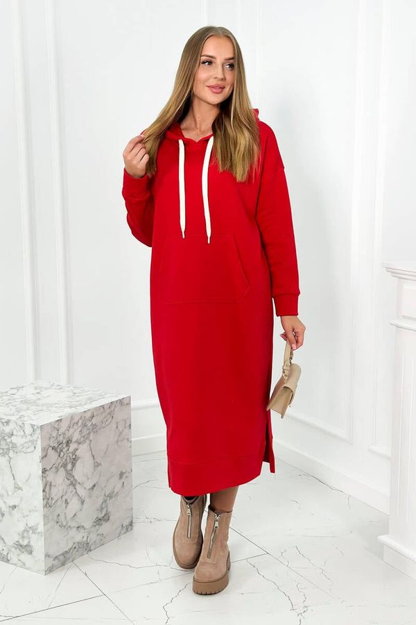 Kesi Long red dress with a hood
