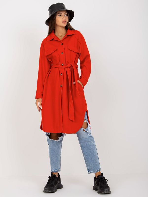 Fashionhunters Long red shirt with belt