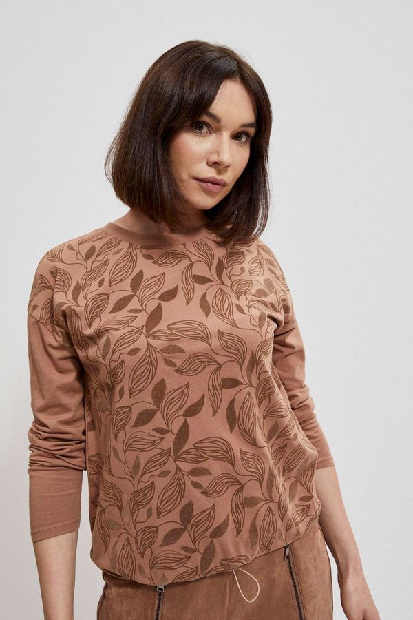 Moodo Long sleeve blouse with floral pattern - beige