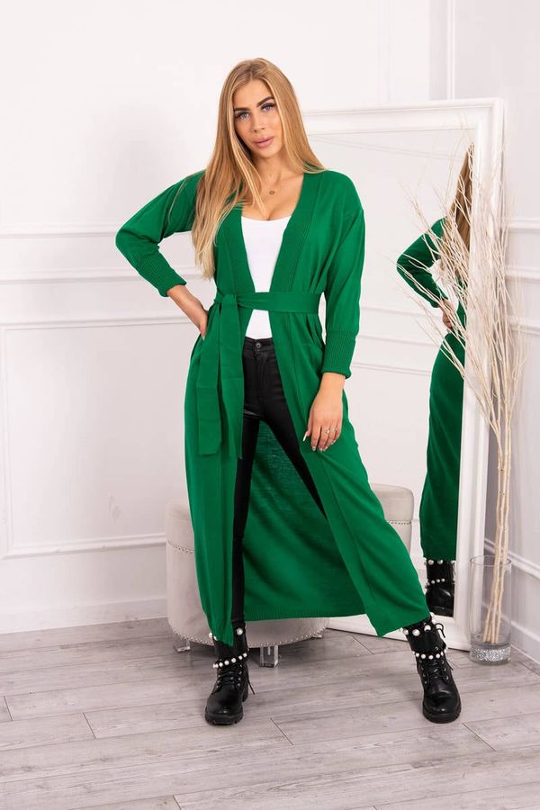 Kesi Long sweater with green tie at the waist