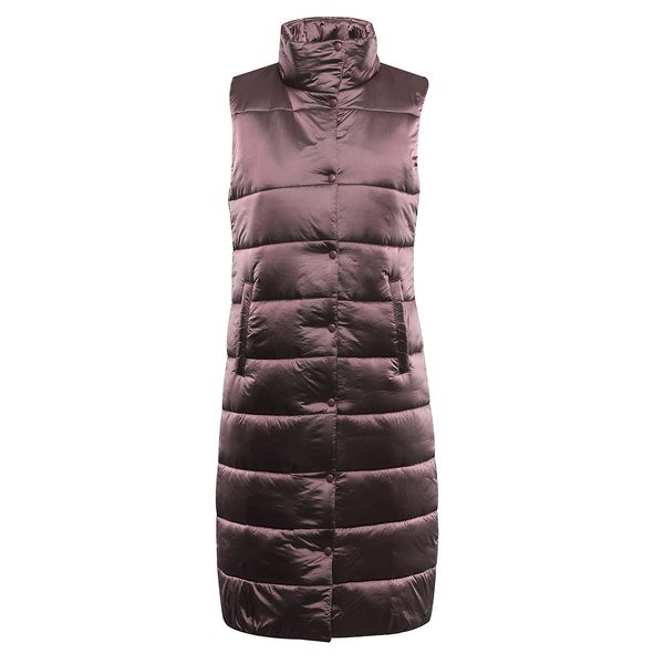 ALPINE PRO Long women's quilted vest with impregnation ALPINE PRO UREFA pink cosmos