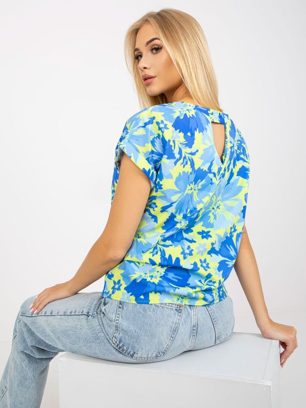 Fashionhunters Loose blue-yellow blouse with print RUE PARIS