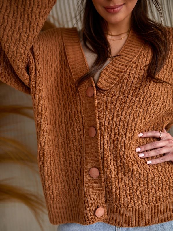 FASARDI Loose cardigan with caramel pattern