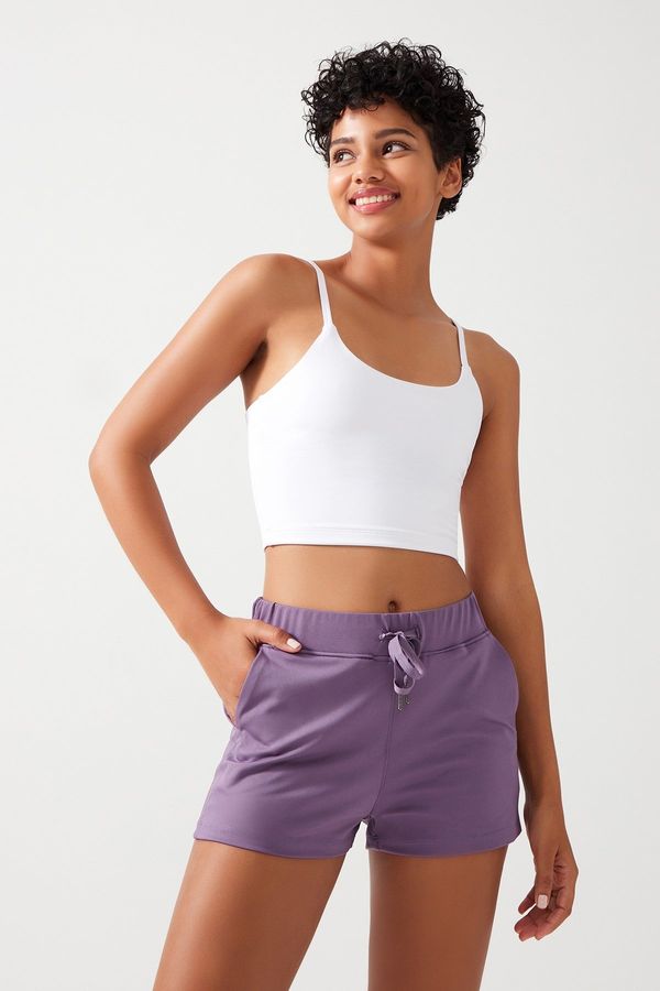 LOS OJOS LOS OJOS Women's Lilac Pocket Elastic Waist Basic Fit Sports