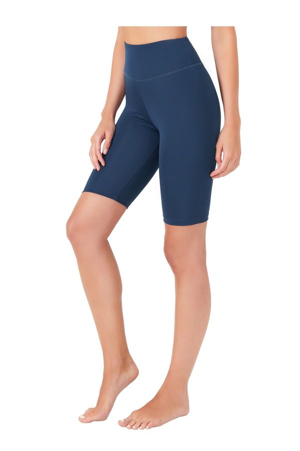 LOS OJOS LOS OJOS Women's Navy Blue High Waist Compression Cycling Shorts Sports Leggings