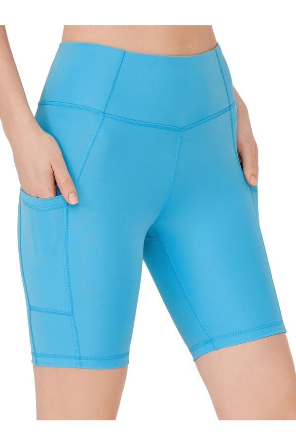 LOS OJOS LOS OJOS Women's Turquoise High Waist Consolidator Double Pocket