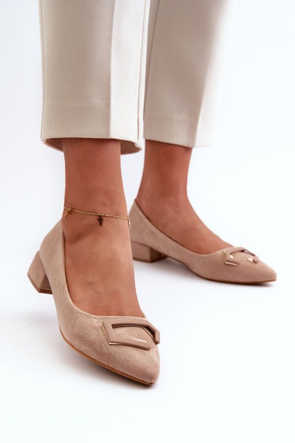 Kesi Low heeled pumps with embellishment, Eco Suede S.Barski Beige