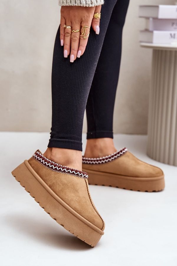 PS1 Low women's snow boots with embroidery on the Camel Narirya platform