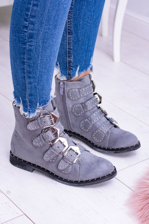 Kesi Lu Boo Dark Grey Suede Virginia Rock Star Ankle Boots