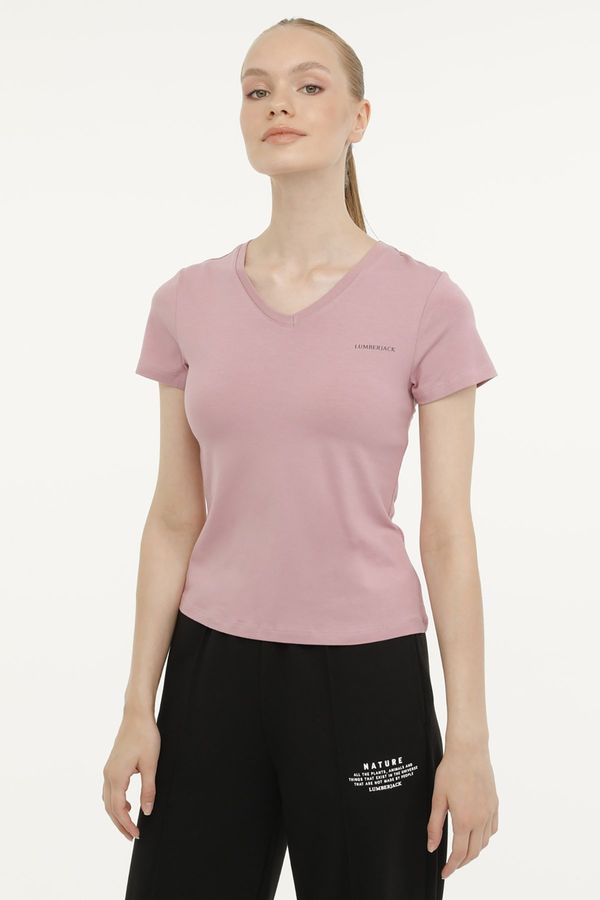 Lumberjack Lumberjack W-CT132 BASIC MODAL V NEC D PINK Woman Sleeve T-Sh