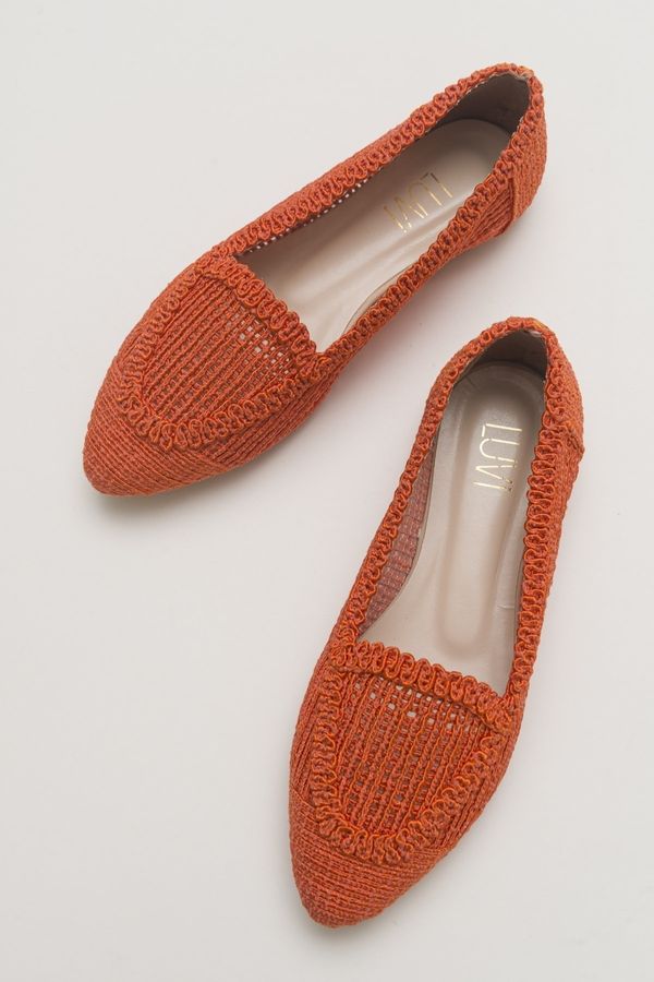 LuviShoes LuviShoes 101 Orange Knitted Women's Flat Shoes