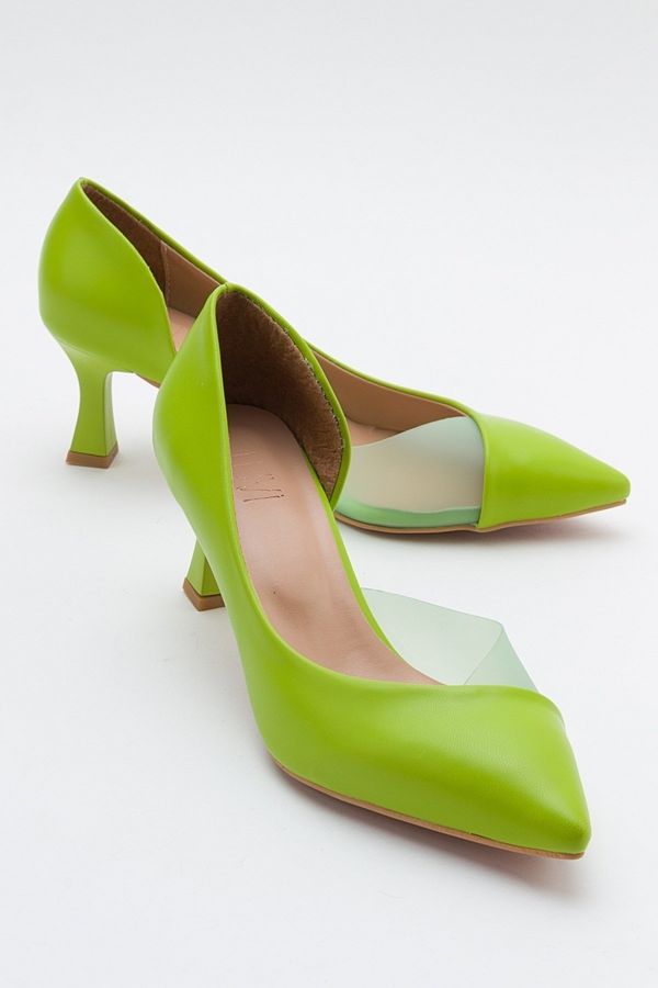 LuviShoes LuviShoes 353 Light Green Leatherette Heels Women's Shoes