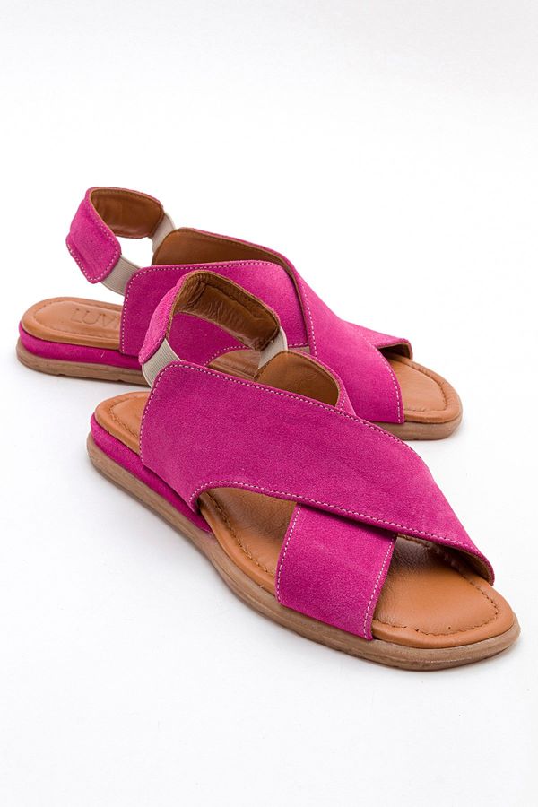 LuviShoes LuviShoes 706 Women's Fuchsia Suede Genuine Leather Sandals