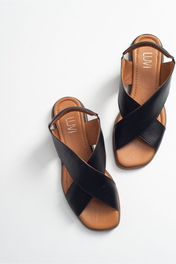 LuviShoes LuviShoes 706 Women's Genuine Leather Sandals with Black Skin.