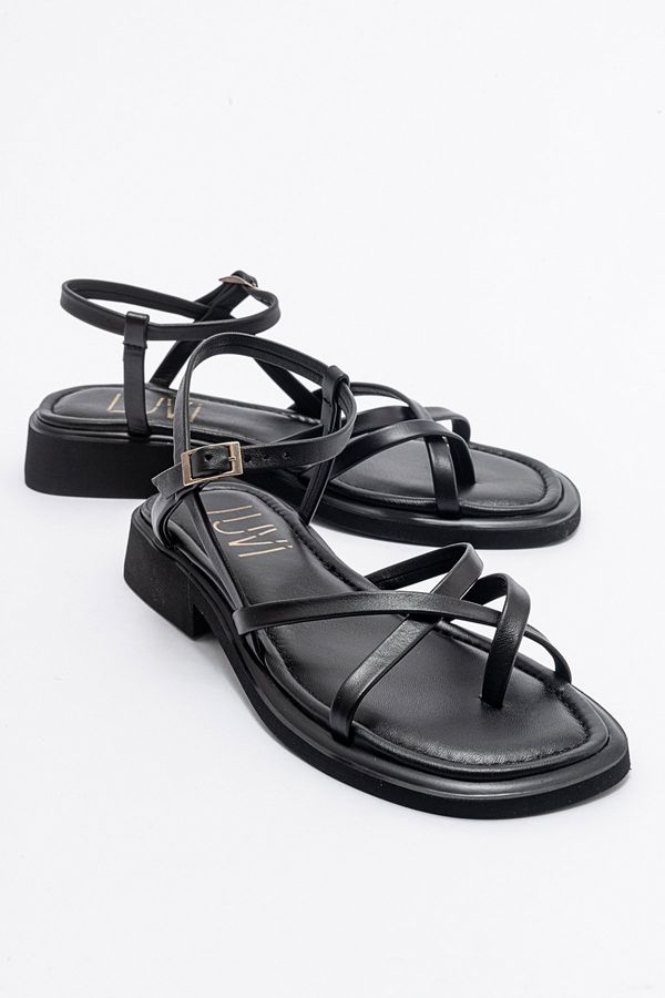LuviShoes LuviShoes ANTAS Black Genuine Leather Women Sandals