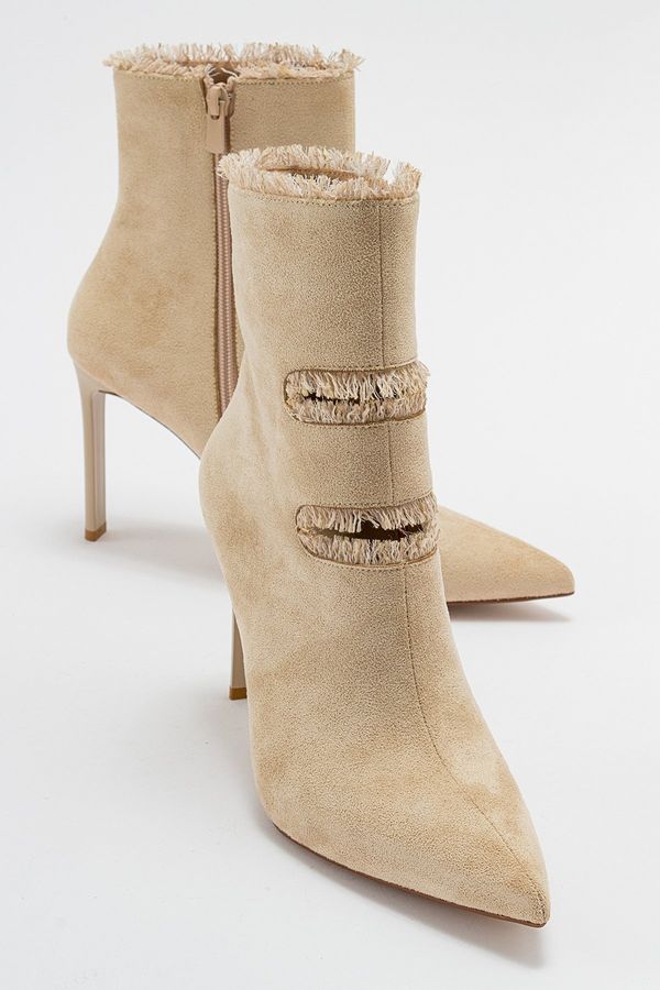 LuviShoes LuviShoes BARLE Beige Suede Women's Heeled Boots