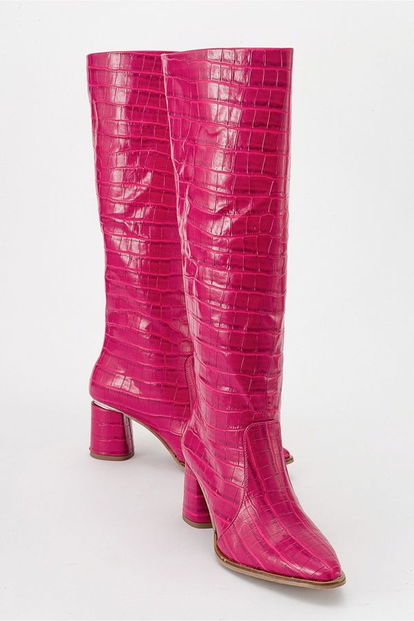 LuviShoes LuviShoes BELİS Fuchsia Print Women's Heeled Boots
