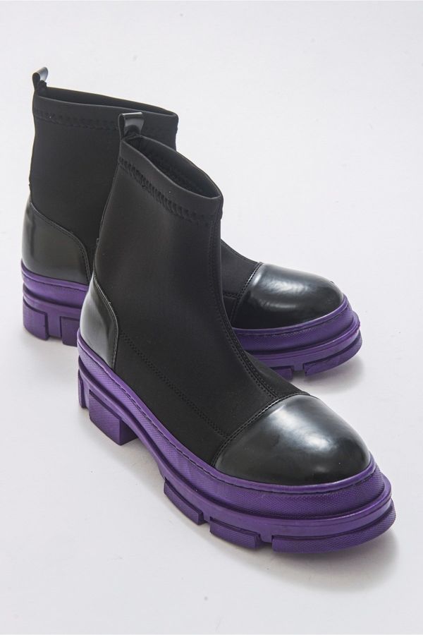 LuviShoes LuviShoes Bendiş Black Purple Scuba Women's Boots