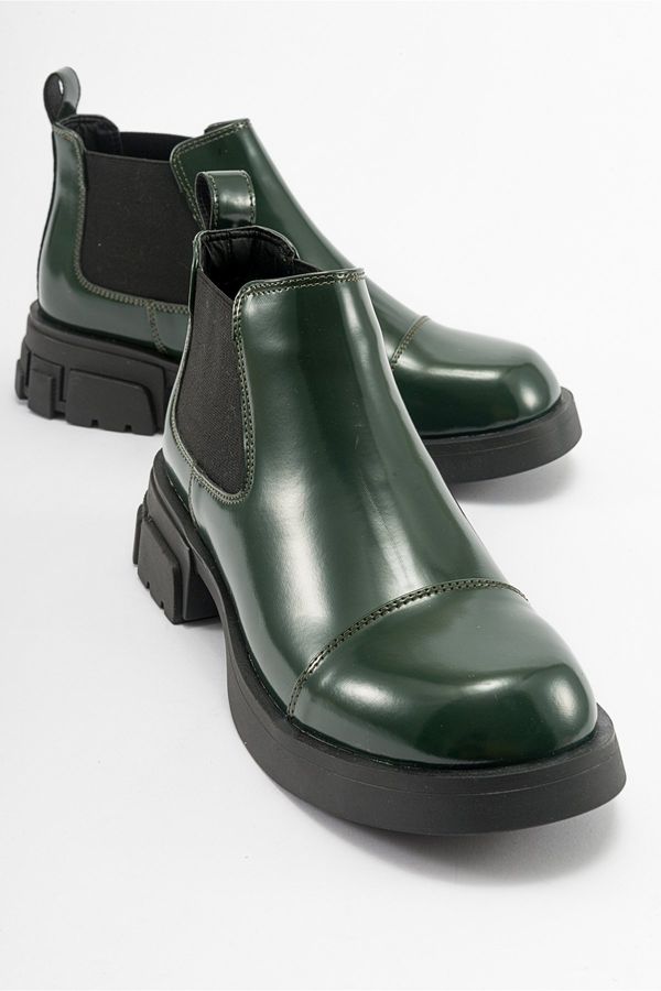LuviShoes LuviShoes CAFUNE Green Patent Leather Women's Boots