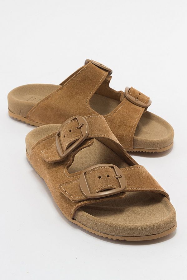 LuviShoes LuviShoes CHAMB Earthen Suede Women's Slippers From Genuine Leather.
