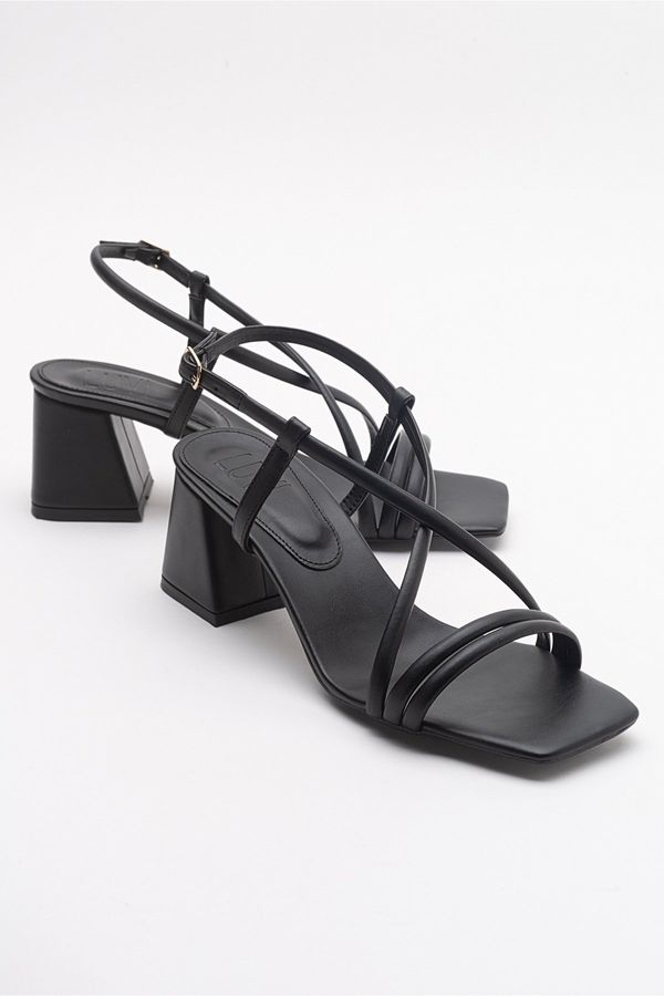 LuviShoes LuviShoes Daisy Black Skin Women's Heeled Shoes