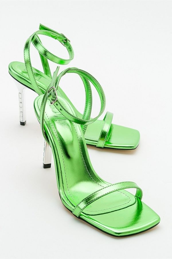 LuviShoes LuviShoes Edwin Women's Metallic Green Heeled Shoes