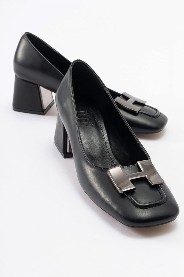 LuviShoes LuviShoes ELOIS Black-Black Buckle Women's Heeled Shoes