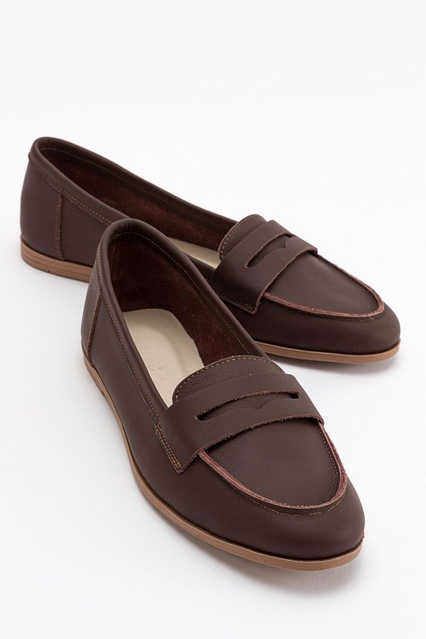 LuviShoes LuviShoes F02 Brown Skin Women's Flats From Genuine Leather.