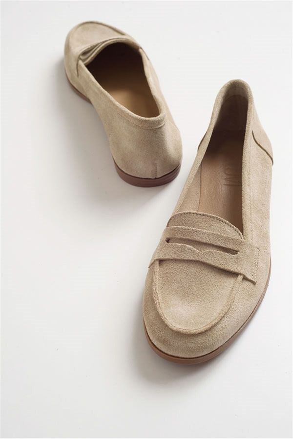 LuviShoes LuviShoes F02 Women's Beige Suede Flats