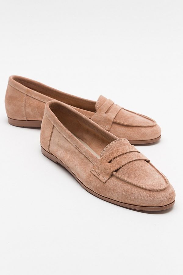 LuviShoes LuviShoes F02 Women's Dark Beige Suede Genuine Leather Flats.