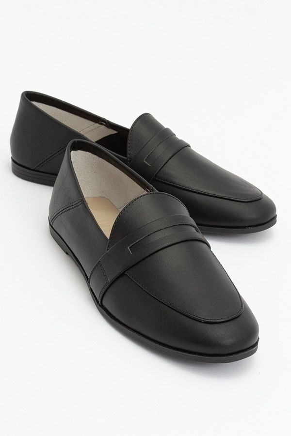 LuviShoes LuviShoes F05 Black Skin Genuine Leather Women's Flats