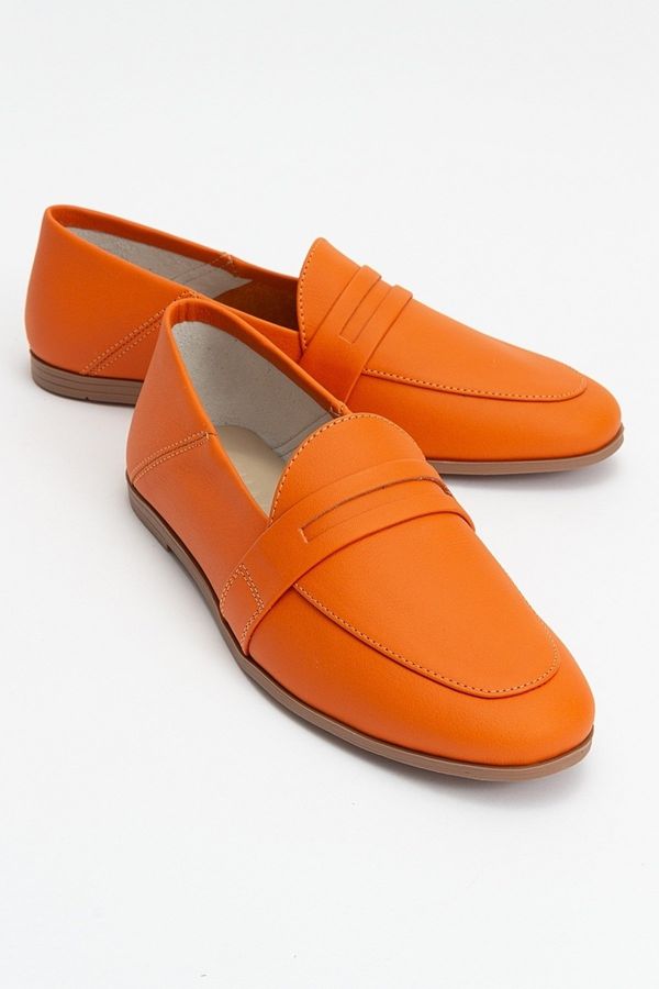 LuviShoes LuviShoes F05 Orange Skin Genuine Leather Women's Flats