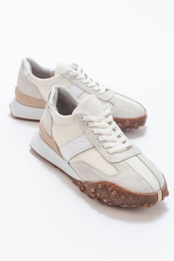 LuviShoes LuviShoes Felix Women's Sneakers with White Suede and Genuine Leather.