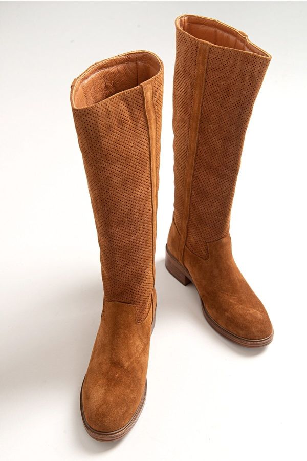 LuviShoes LuviShoes Floral Tan Suede Genuine Leather Women's Boots.