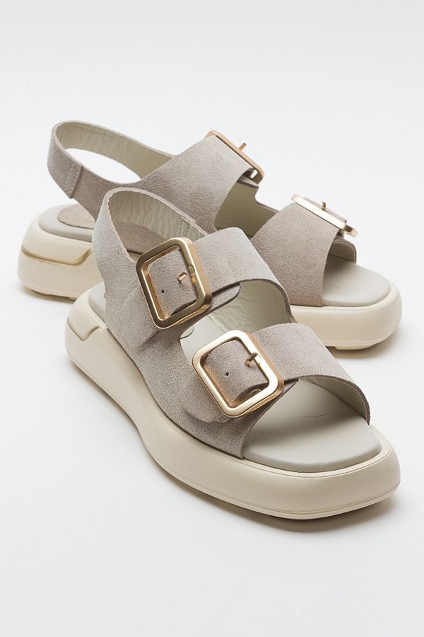LuviShoes LuviShoes FURIS Women's Beige Suede Genuine Leather Sandals