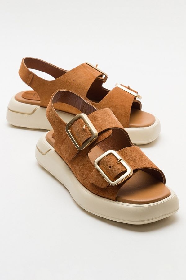 LuviShoes LuviShoes FURIS Women's Sandals with Tan and Suede Genuine Leather.