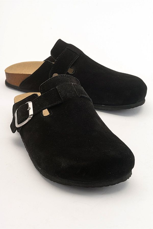 LuviShoes LuviShoes GONS Black Women's Suede Leather Slippers
