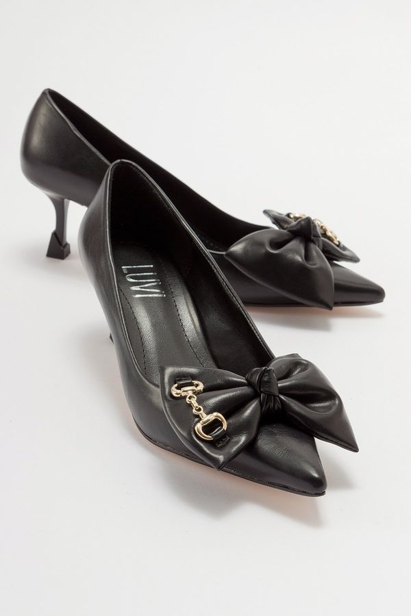 LuviShoes LuviShoes HELLA Black Skin Women's Heeled Shoes