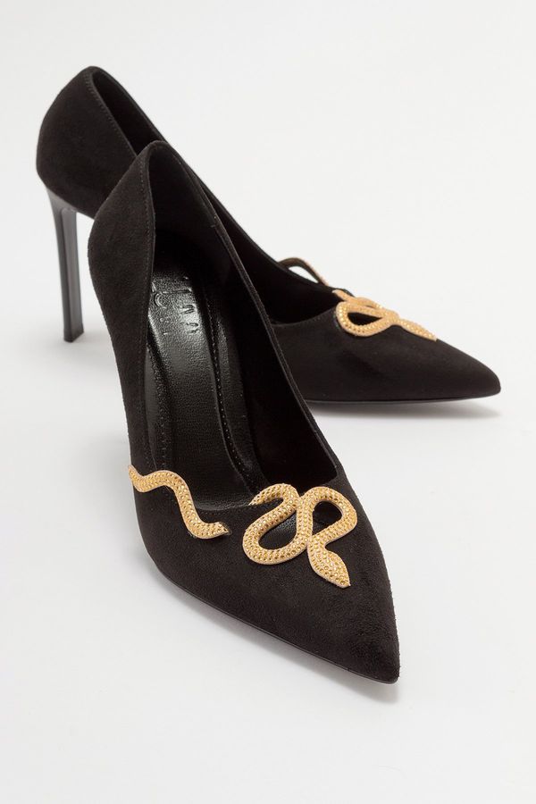 LuviShoes LuviShoes LARINO Women's Black Suede Heeled Shoes