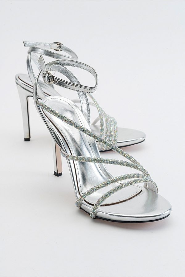 LuviShoes LuviShoes Leedy Silver Women's Heeled Shoes
