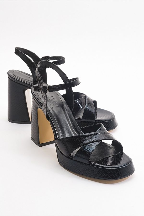 LuviShoes LuviShoes Lello Women's Black Patterned Heeled Shoes