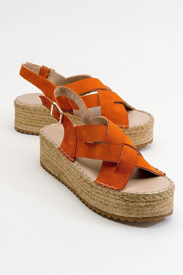 LuviShoes LuviShoes Lontano Orange Suede Genuine Leather Women's Sandals