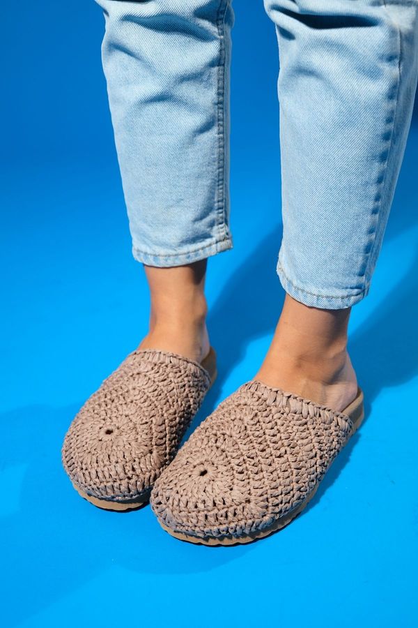 LuviShoes LuviShoes LOOP Light Brown Knitted Women's Slippers