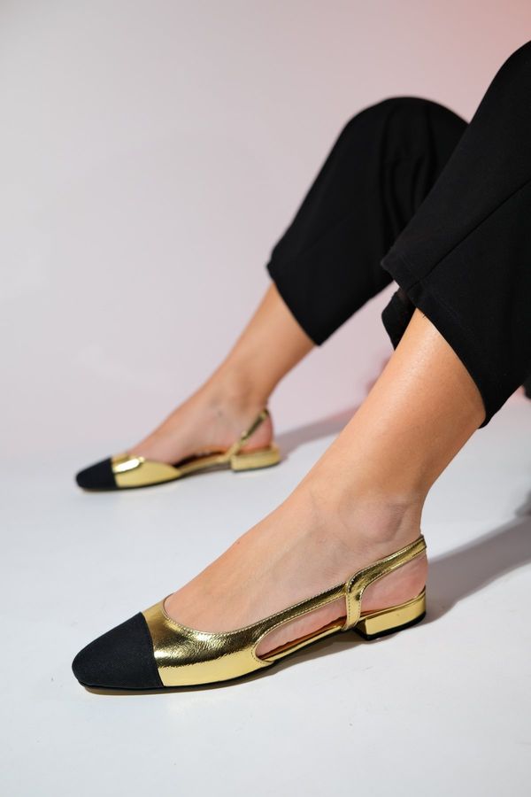 LuviShoes LuviShoes LUJO Women's Gold Open Back Flat Flat Flat Shoes
