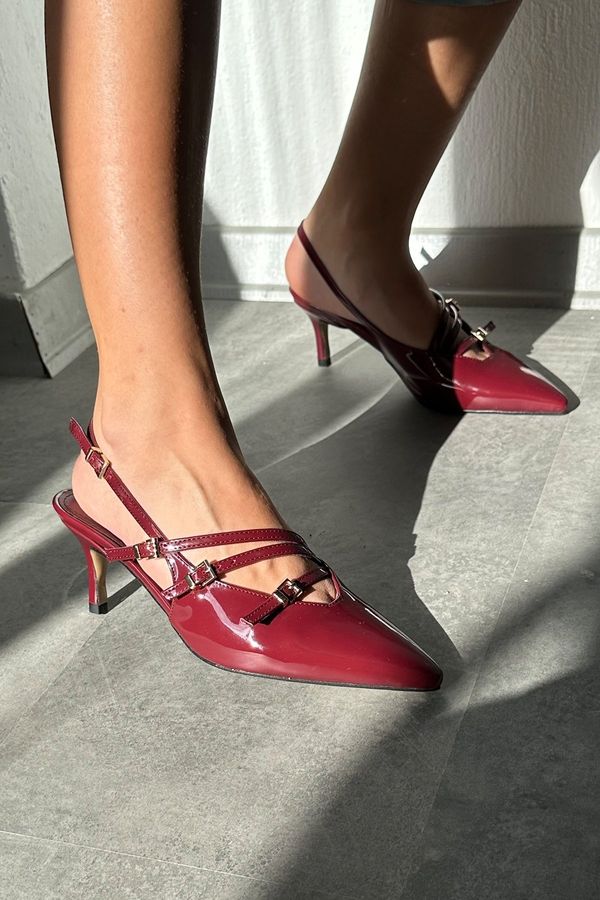 LuviShoes LuviShoes MAGRA Women's Burgundy Patent Leather Heeled Shoes