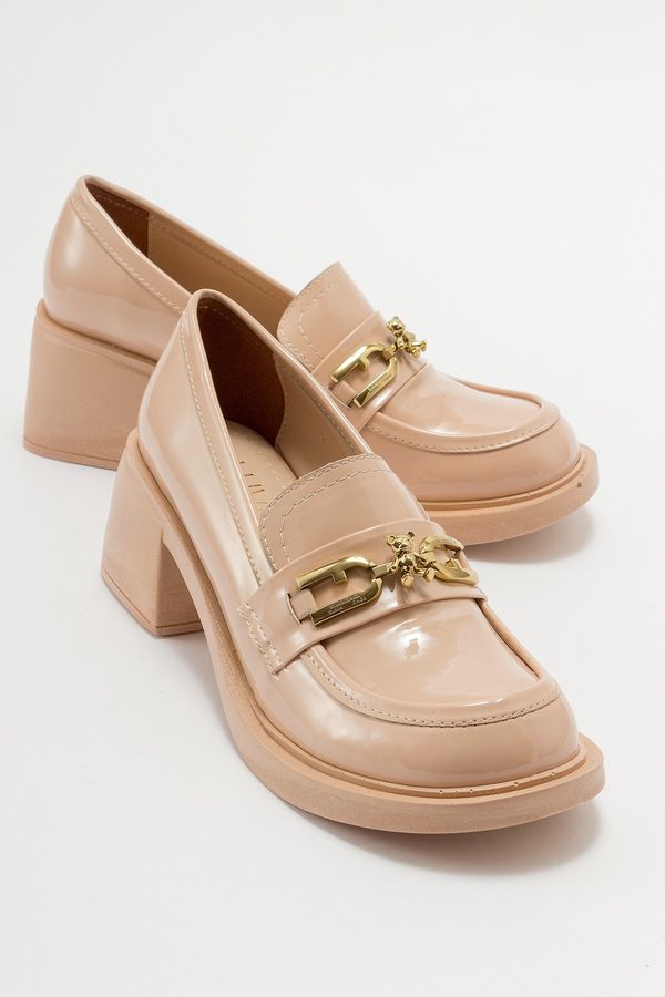 LuviShoes LuviShoes OMERA Beige Patent Leather Women's Shoes