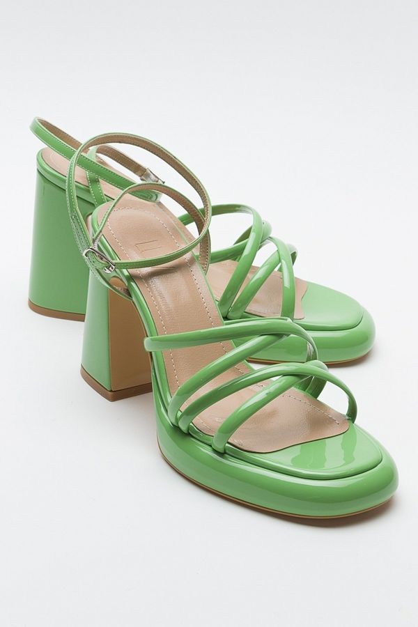 LuviShoes LuviShoes OPPE Green Patent Leather Women's Heeled Shoes