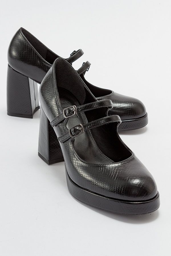 LuviShoes LuviShoes OREAS Women's Black Patterned Heeled Shoes